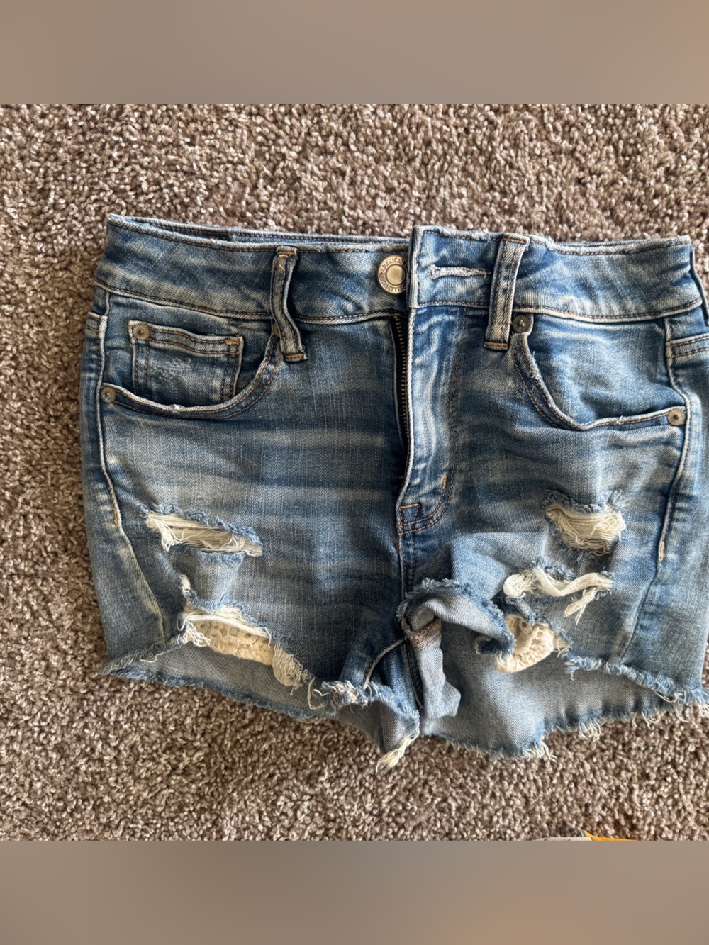 American Eagle Outfitters Light Blue Distressed Denim Shorts